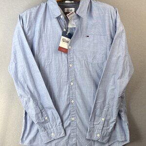 Tommy Hilfiger Denim Shirt Men's Size XL Button Up Pocket Spread Collar Blue NWT
